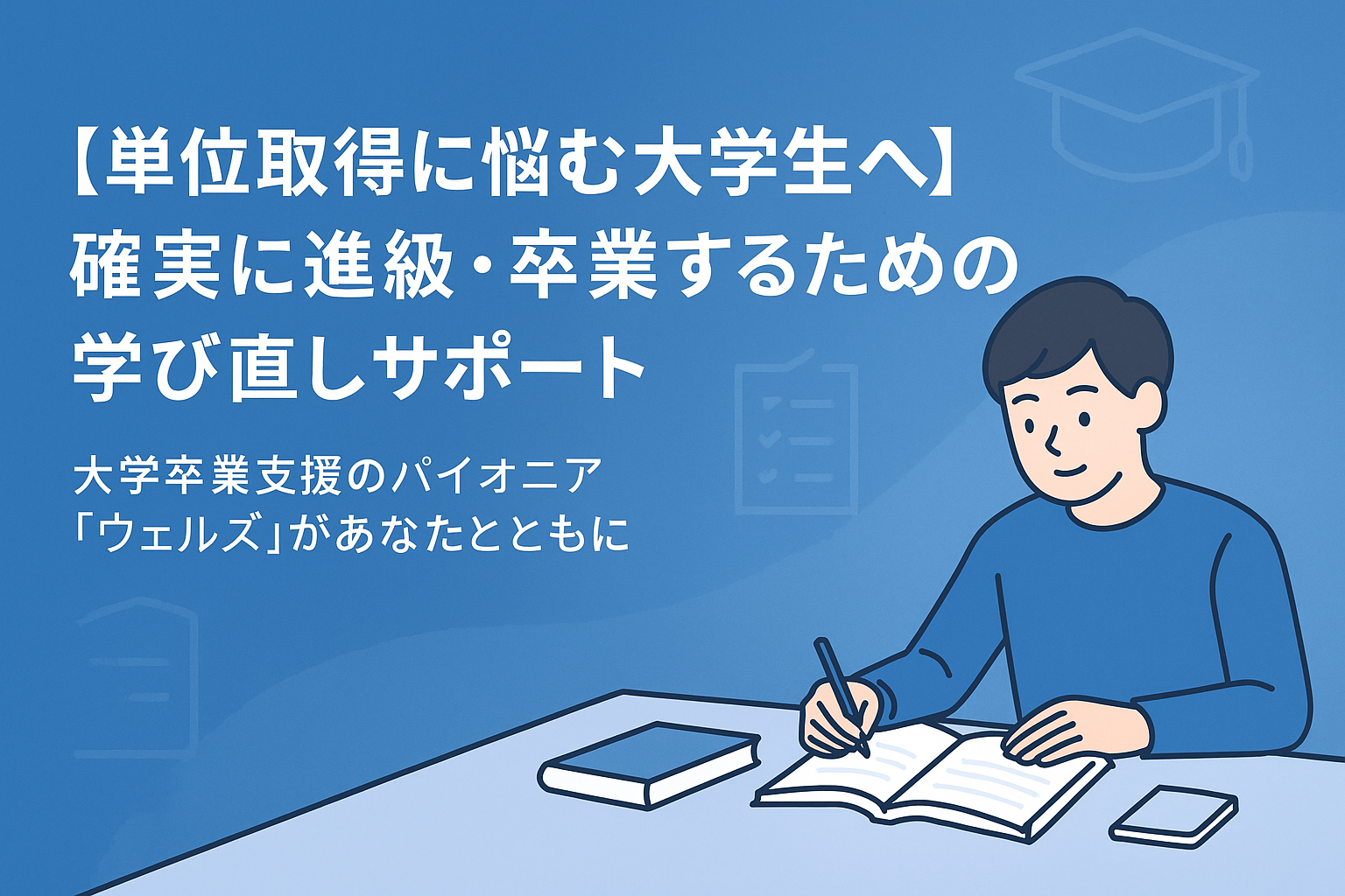 【単位取得に悩む大学生へ】確実に進級・卒業するための学び直しサポート― 大学卒業支援のパイオニア「ウェルズ」があなたとともに ―
