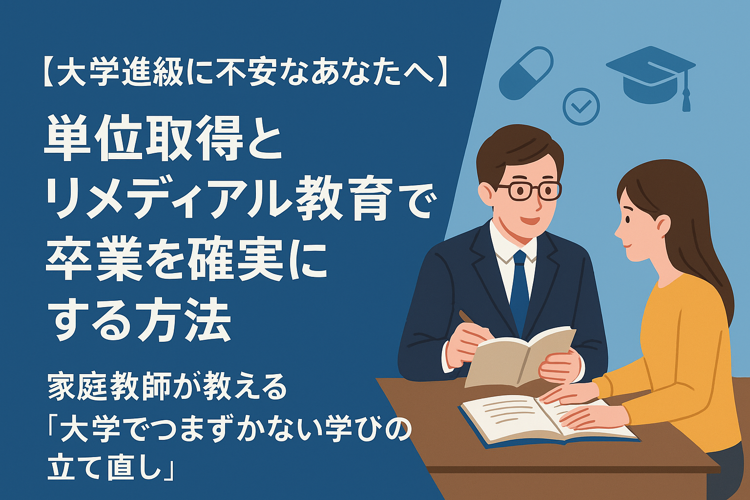 【大学進級に不安なあなたへ】単位取得とリメディアル教育で卒業を確実にする方法― 家庭教師が教える「大学でつまずかない学びの立て直し」 ―